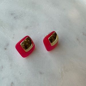 Vintage 1980s Pink Acrylic Earrings